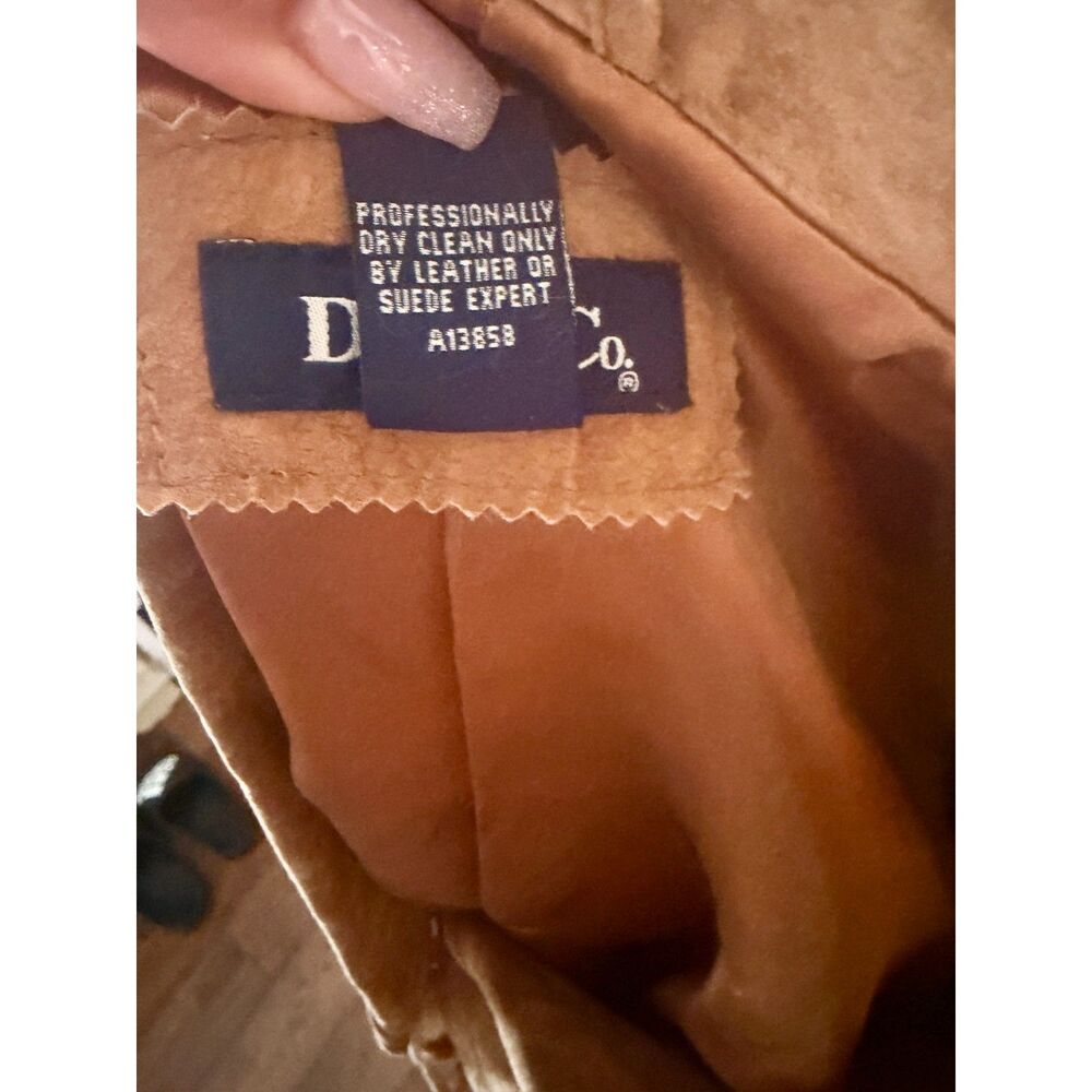 Vintage Denim & Co tan leather fringe blazer jacket. Size large - Picture 6 of 8